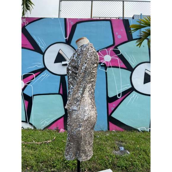 ASOS Design TFNC Body-Conscious Sequin Dress With Plunge Neckline Size US M - Picture 6 of 7